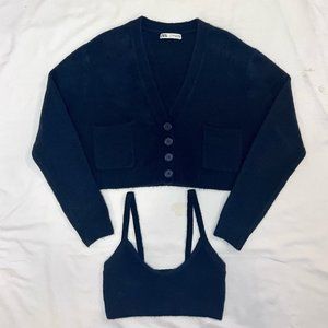 Cropped Sweater and Bralette Set